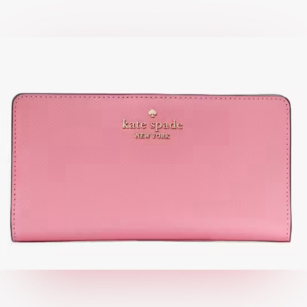 NEW 🦋 KATE SPADE Madison Large Slim Bifold Snap Card Coin Wallet Blossom Pink